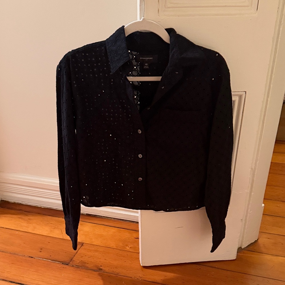 Banana Republic Black Eyelet Blouse